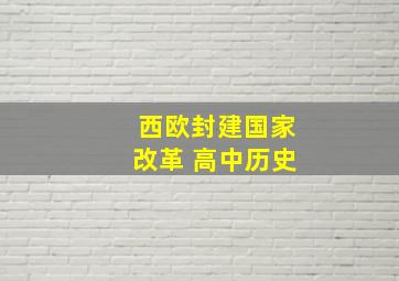 西欧封建国家改革 高中历史